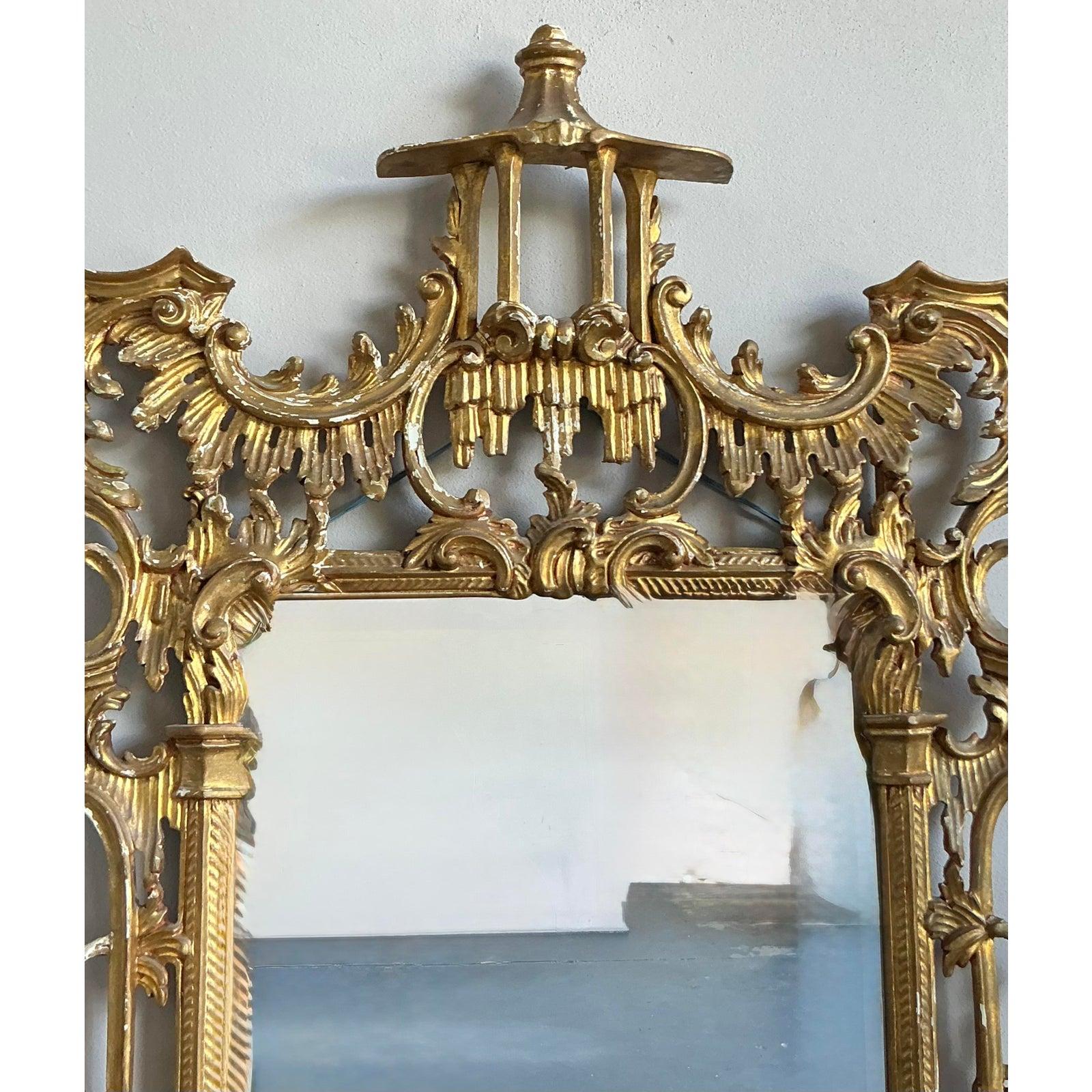 Americano Specchio a pagoda dorato d'epoca Regency in vendita