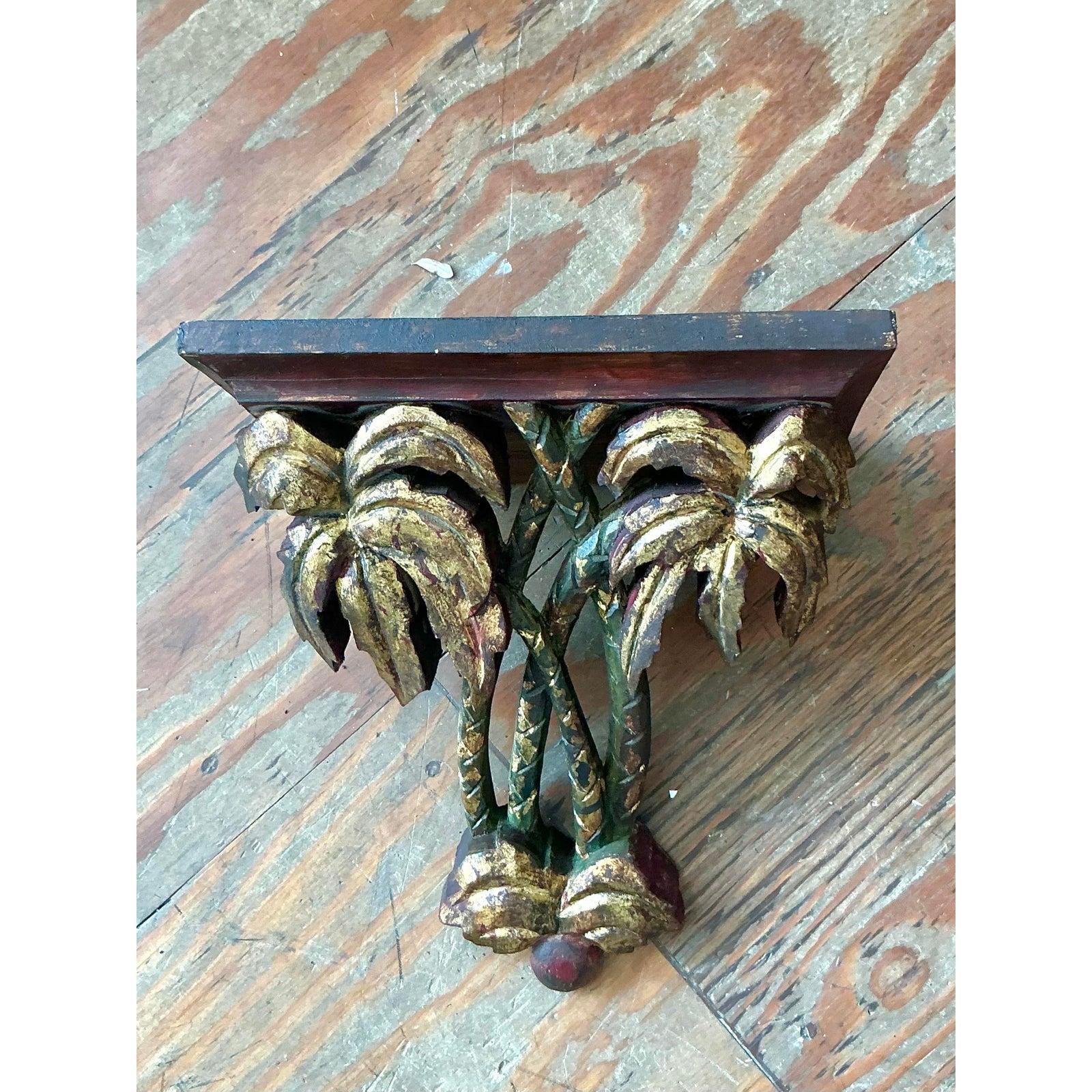 Vintage Regency Vergoldete Palmenhalterungen - ein Paar im Zustand „Gut“ im Angebot in West Palm Beach, FL
