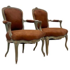 Vintage Regency Gilt Tipped Pony Hide Bergere Chairs - a Pair
