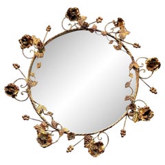 Vintage Regency Gilt Tipped Rose Vine Mirror