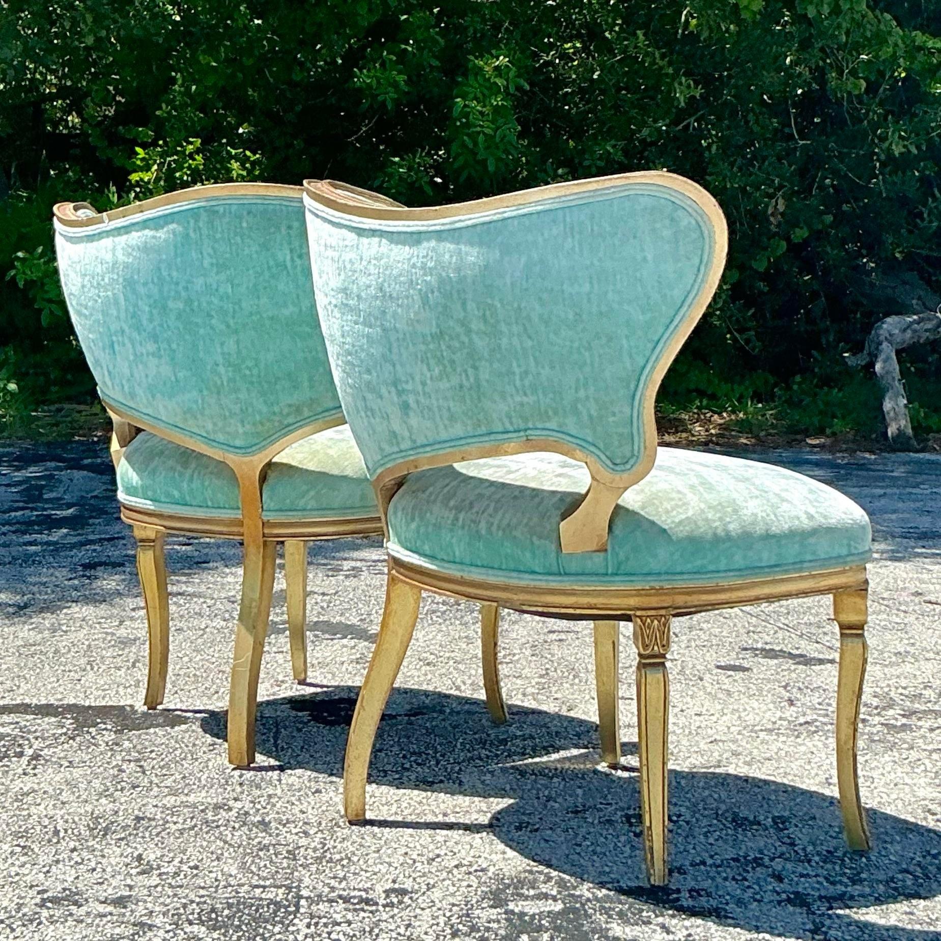 Vintage Regency Gilt Tipped Scroll Chairs - a Pair For Sale 1