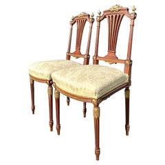 Vintage Regency Gilt Tipped Side Chairs - a Pair