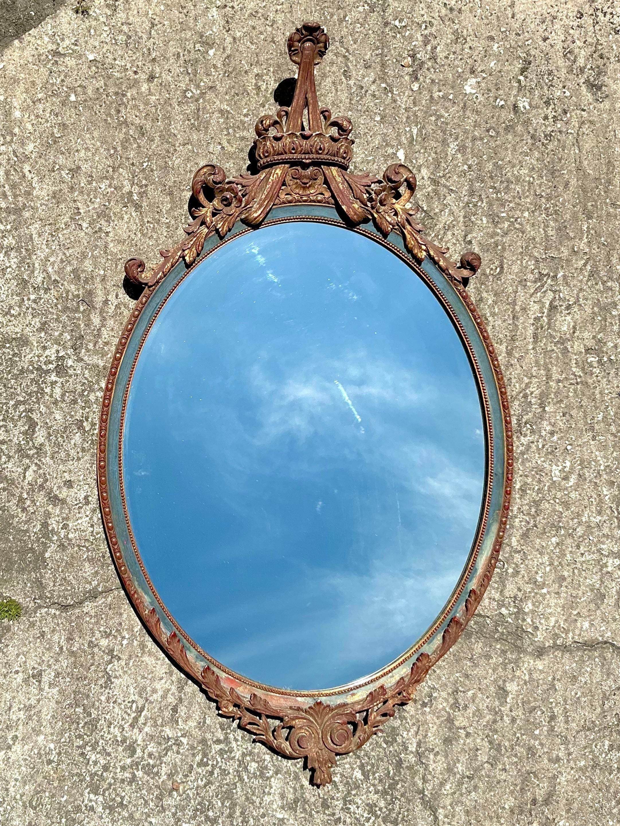 Américain Miroir de style Régence à pointes dorées en vente