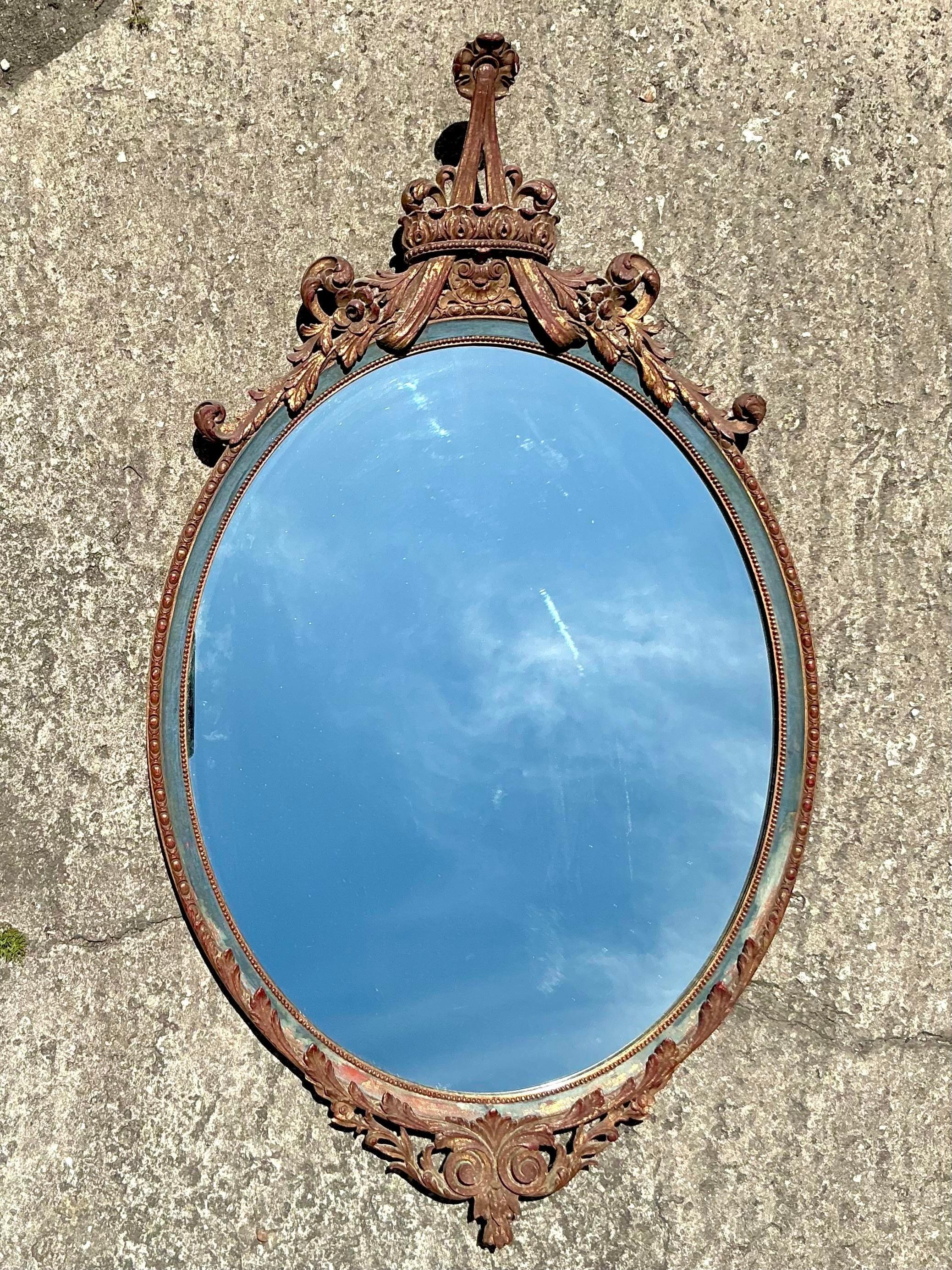 Miroir de style Régence à pointes dorées Bon état - En vente à west palm beach, FL