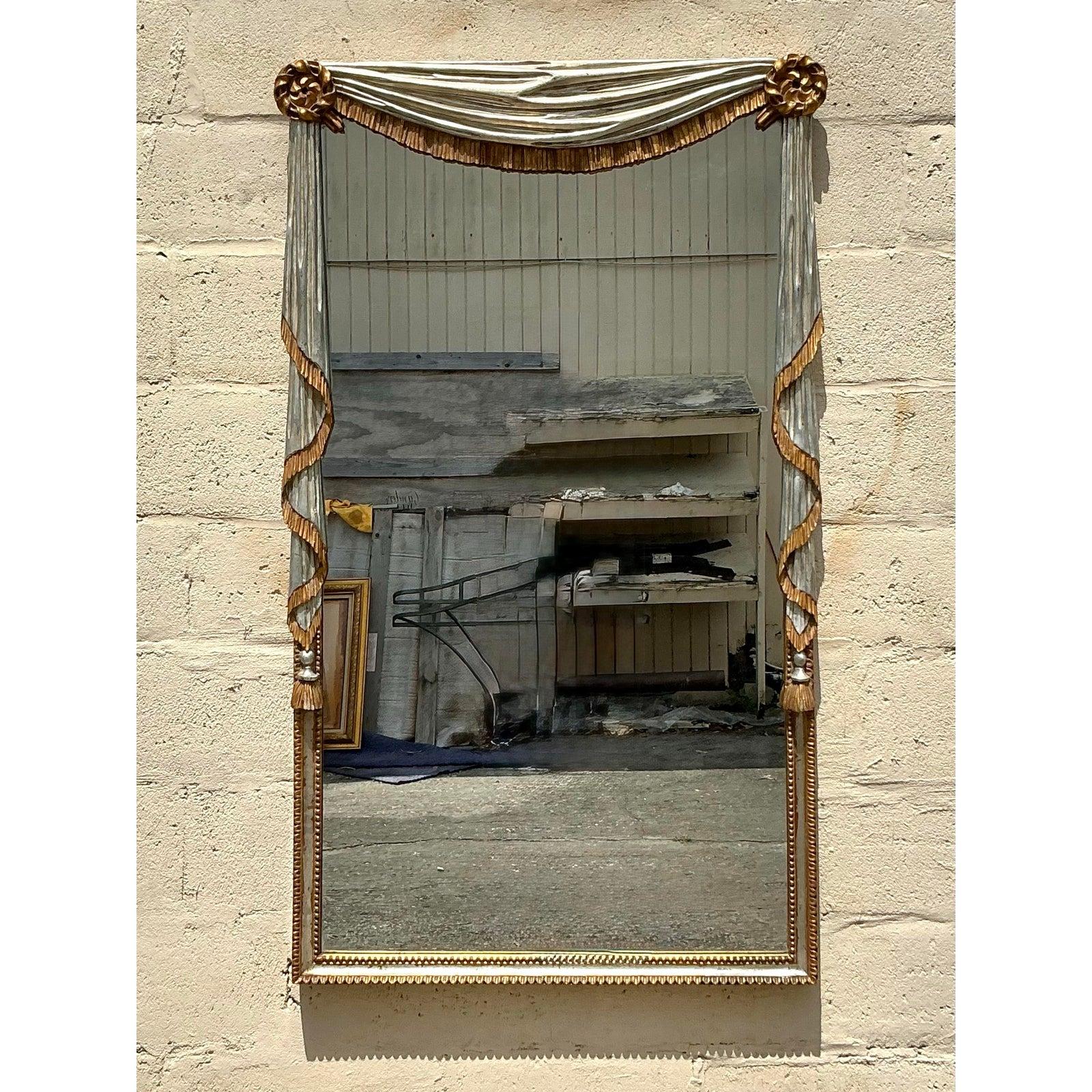 Miroir de style Régence à pointes dorées Bon état - En vente à west palm beach, FL
