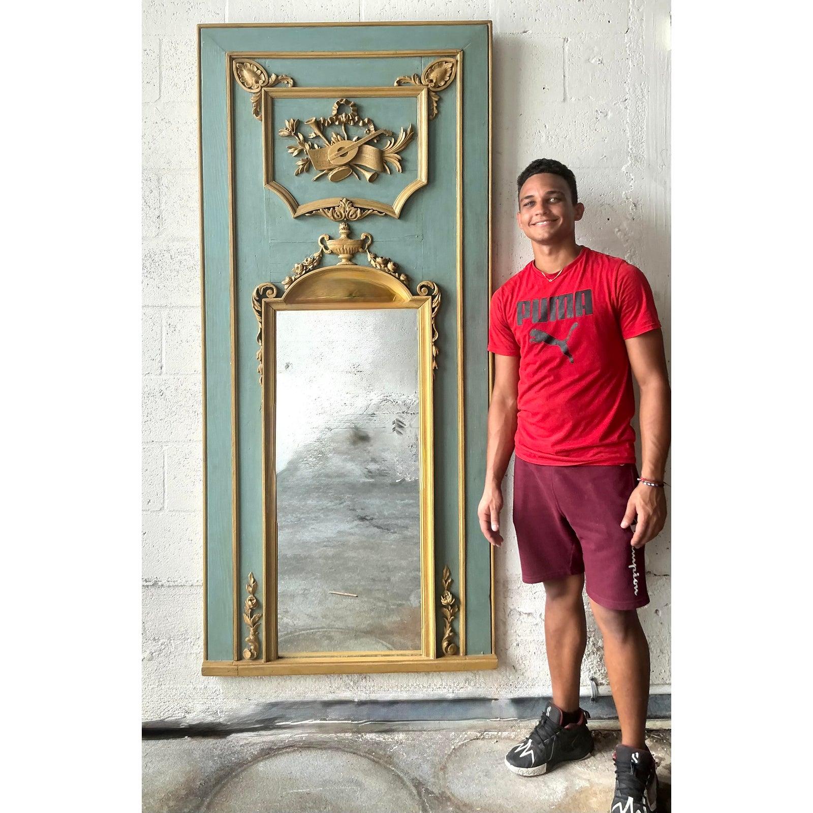Espejo Trumeau Vintage Regency Punta Dorada Francés en venta