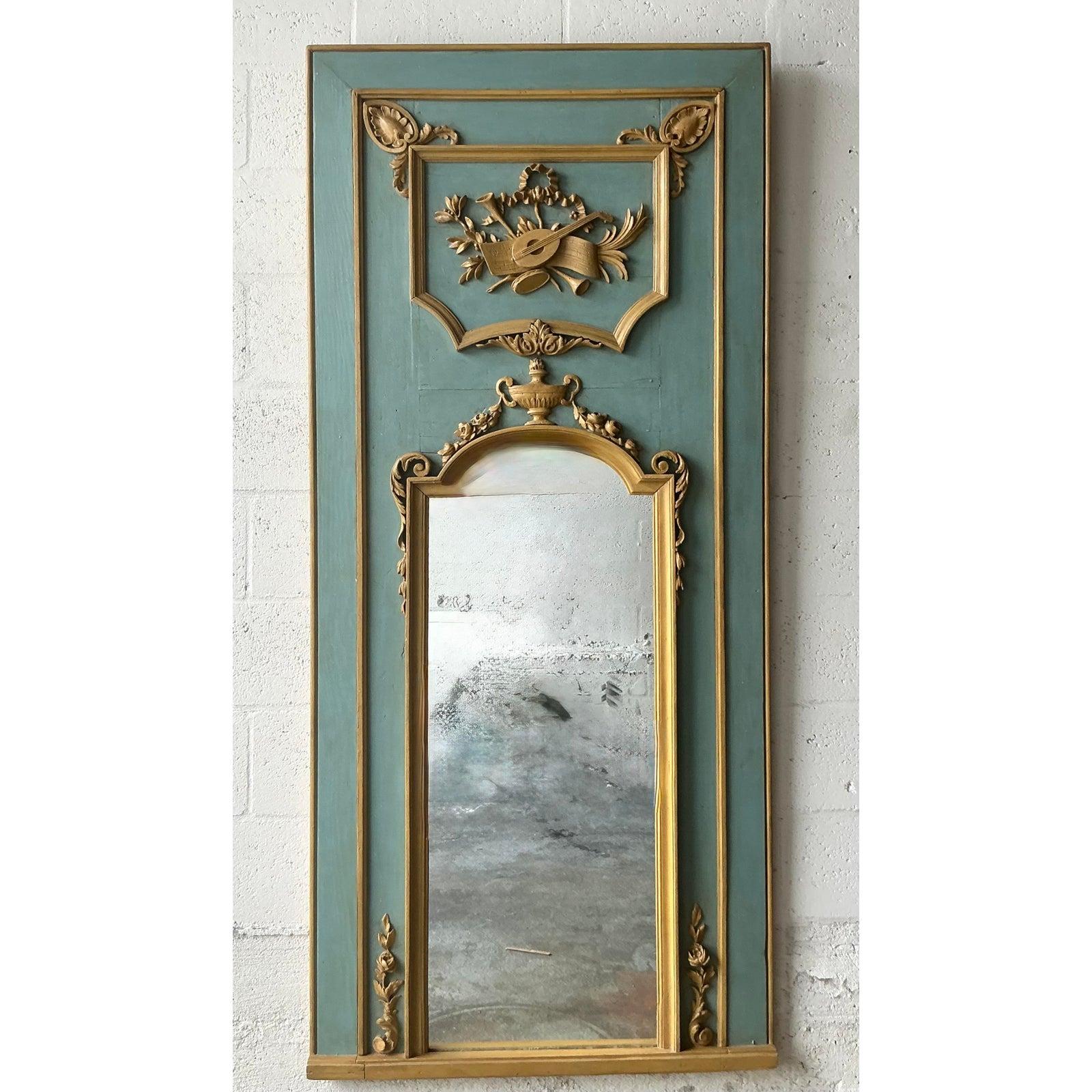 Espejo Trumeau Vintage Regency Punta Dorada siglo XX en venta