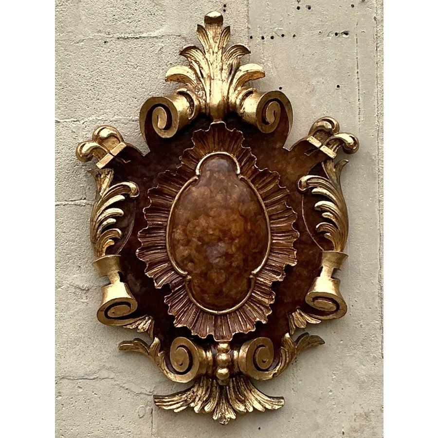 Vintage Regency Gilt Tipped Wood Cartouche en vente 3