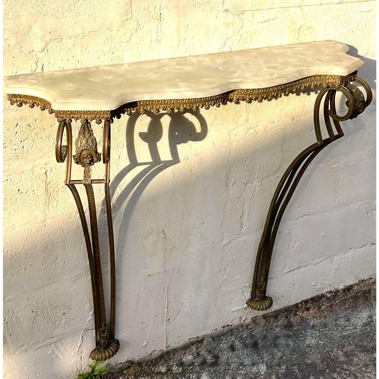 Mesa Consola de Pared Dorada Vintage Regency en venta 1