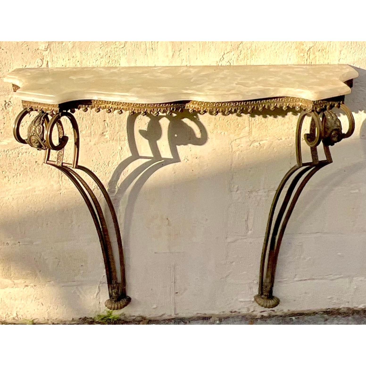 Mesa Consola de Pared Dorada Vintage Regency en venta 2
