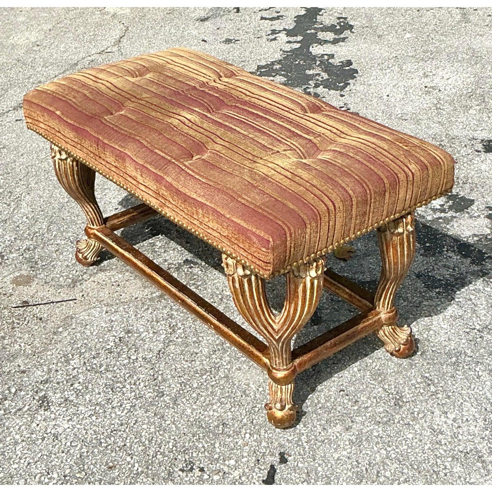 Banc Vintage Regency en bois doré Bon état - En vente à West Palm Beach, FL