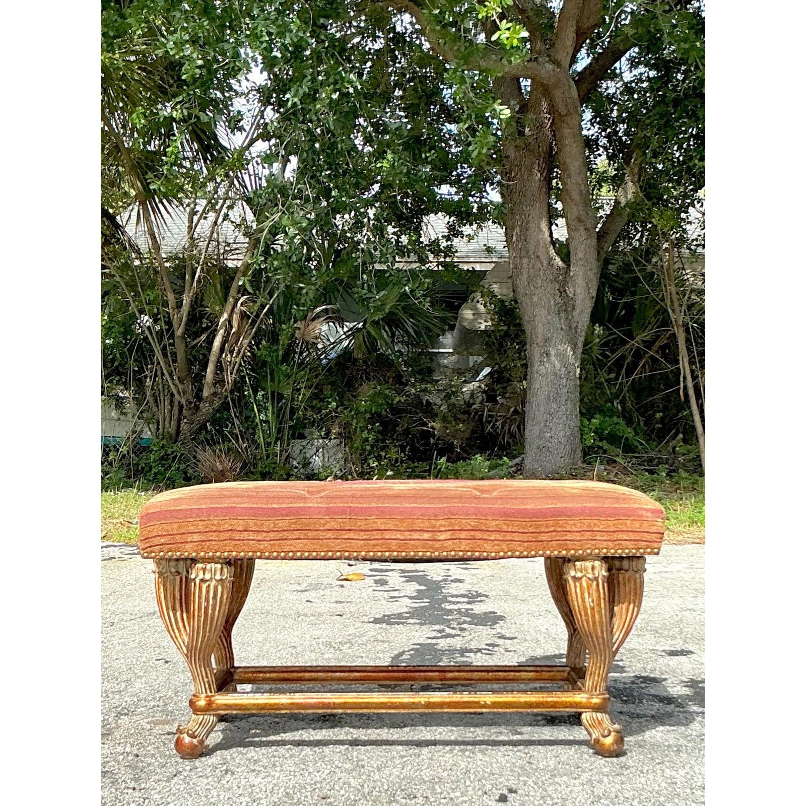 Banc Vintage Regency en bois doré en vente 1