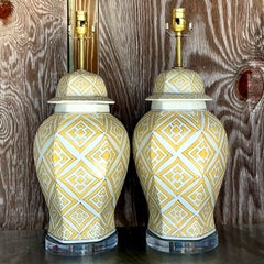 Vintage Regency Ginger Jar Lamps - a Pair