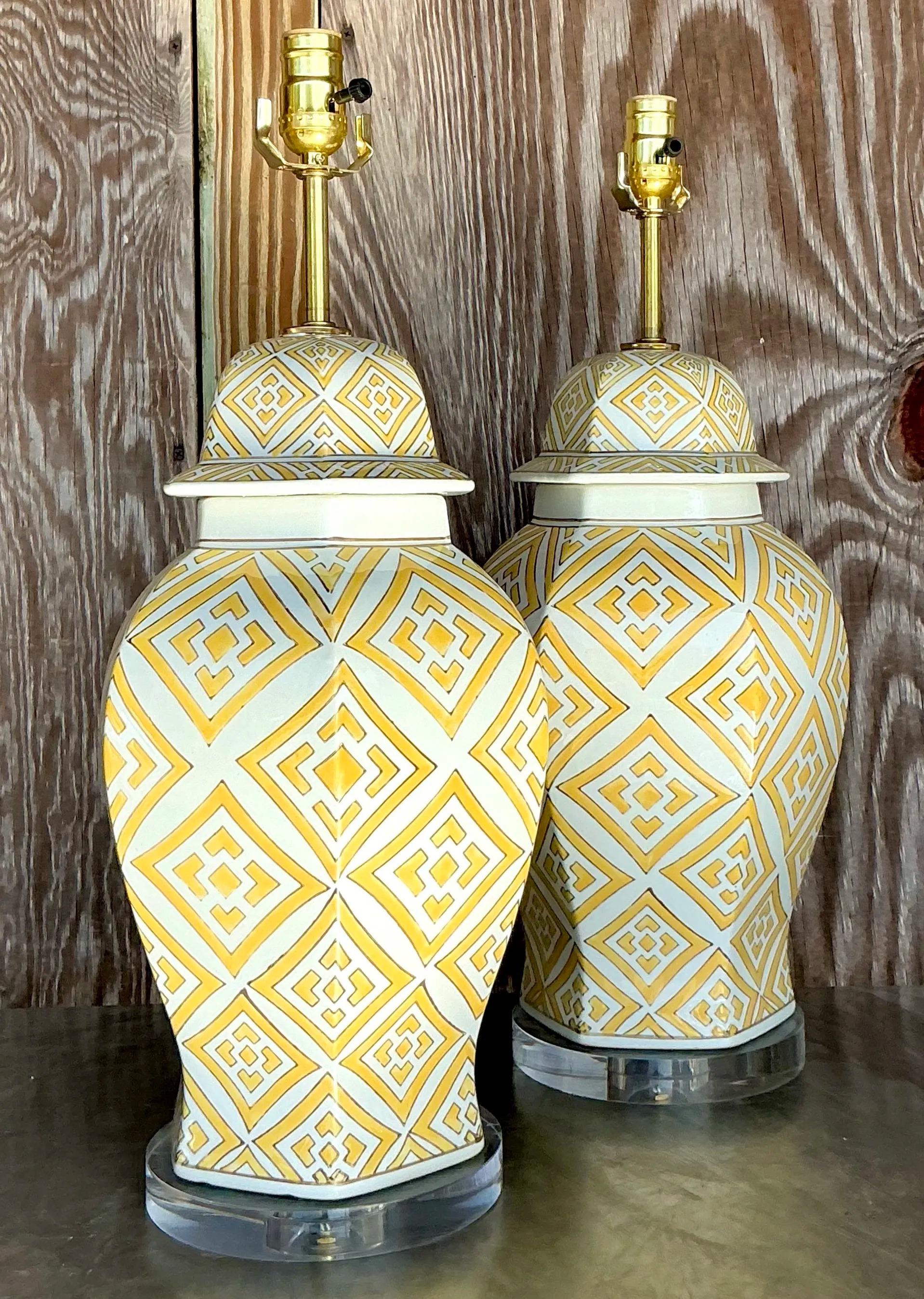 Lampade Ginger Jar d'epoca - una coppia in vendita 2