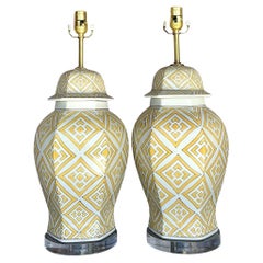 Vintage Regency Ginger Jar Lamps - a Pair