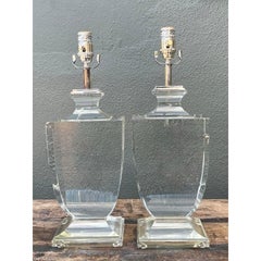 Vintage Regency Glass Lamps - A Pair