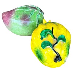 Fruta de altar de cerámica esmaltada Vintage Regency - Lote de 2