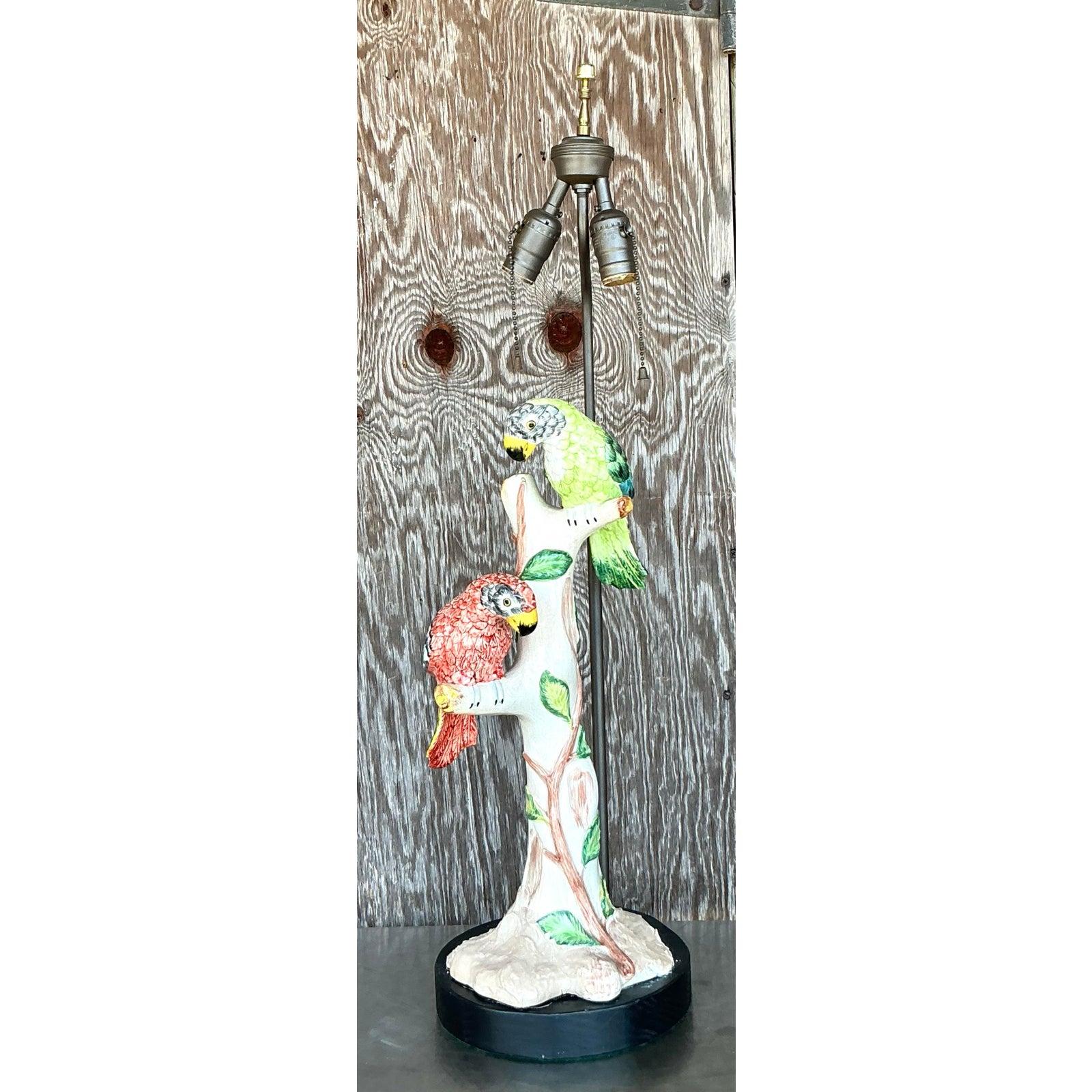 Lampe oiseau vintage Regency en céramique émaillée en vente 1