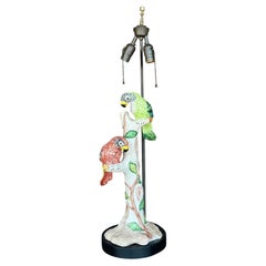 Vintage Regency Glazed Ceramic Bird Lamp