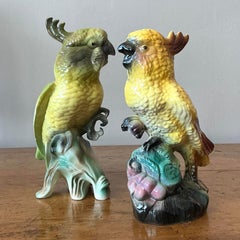 Vintage Regency Glazed Ceramic Birds - Set of 2