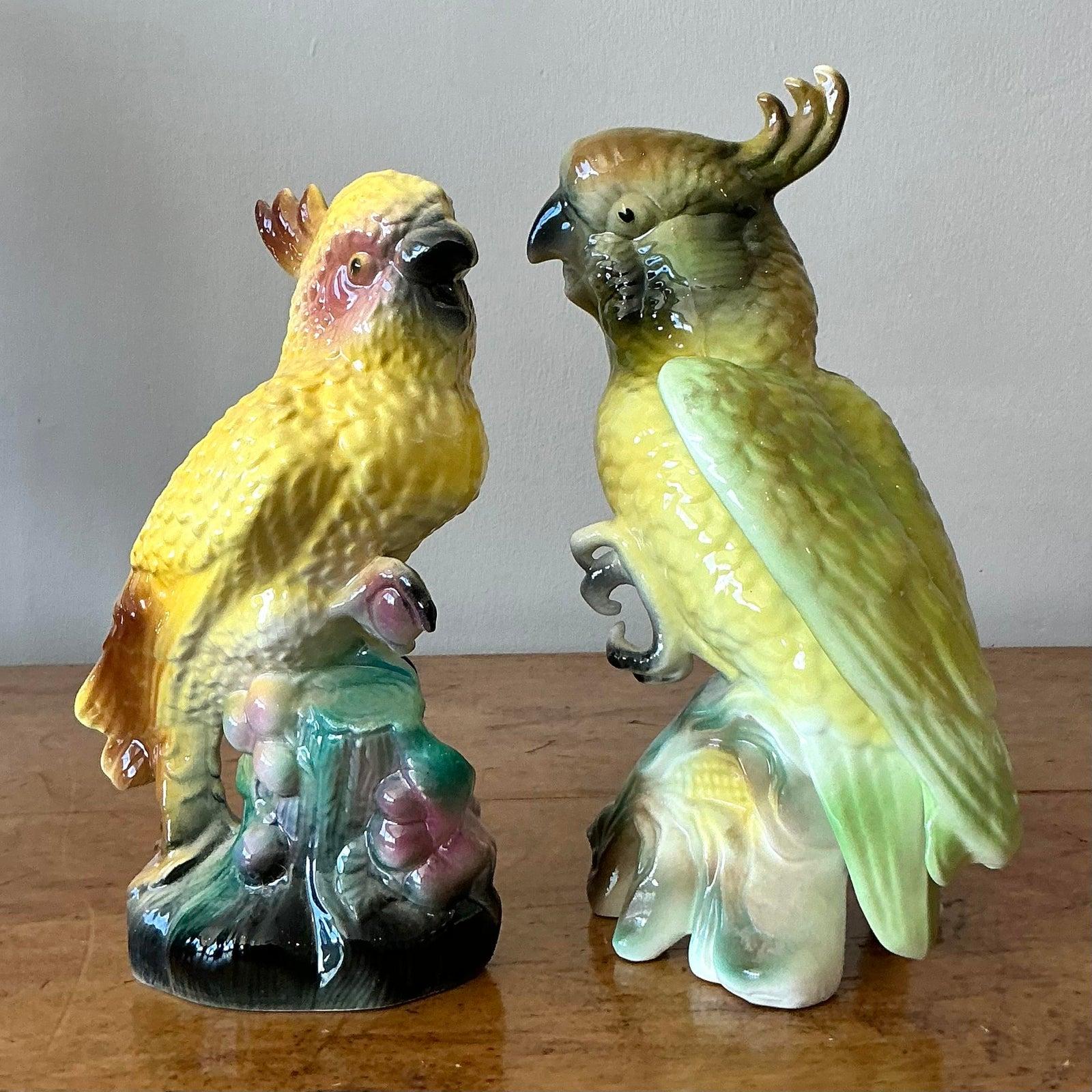 Vintage Regency Vögel aus glasierter Keramik - 2er-Set im Zustand „Gut“ im Angebot in West Palm Beach, FL