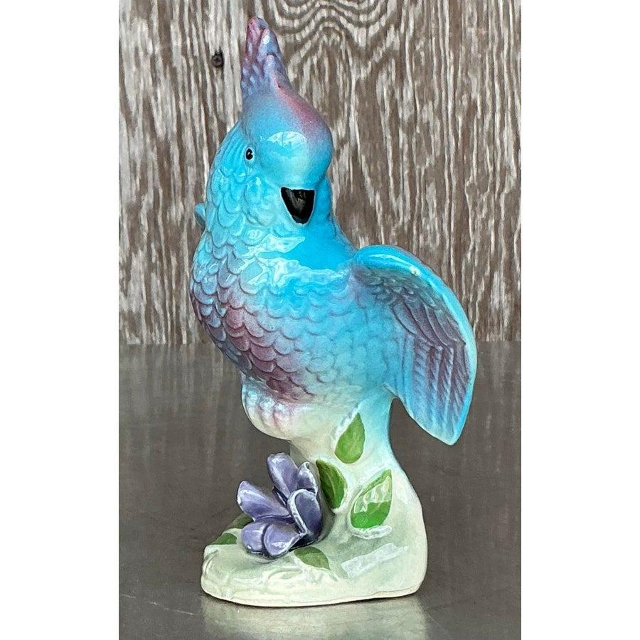 Regency Cacatua blu in ceramica smaltata Vintage By in vendita