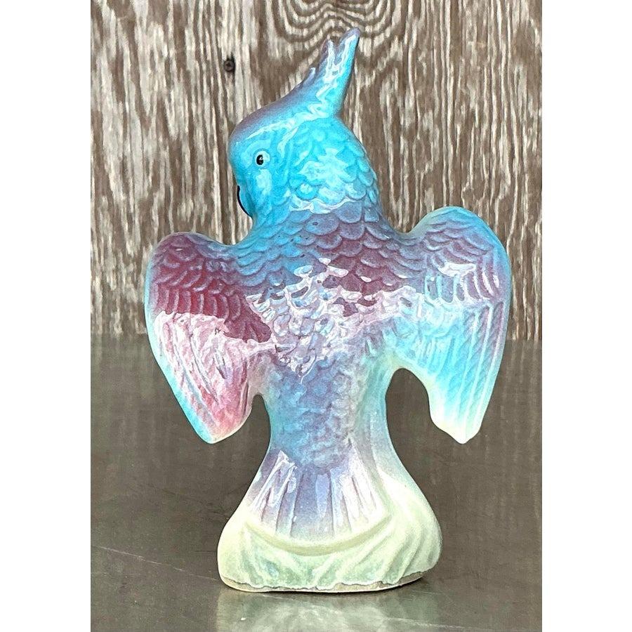 Ceramica Cacatua blu in ceramica smaltata Vintage By in vendita
