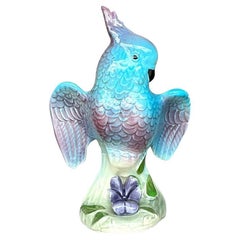 Vintage Regency glasierte Keramik Blau Kakadu