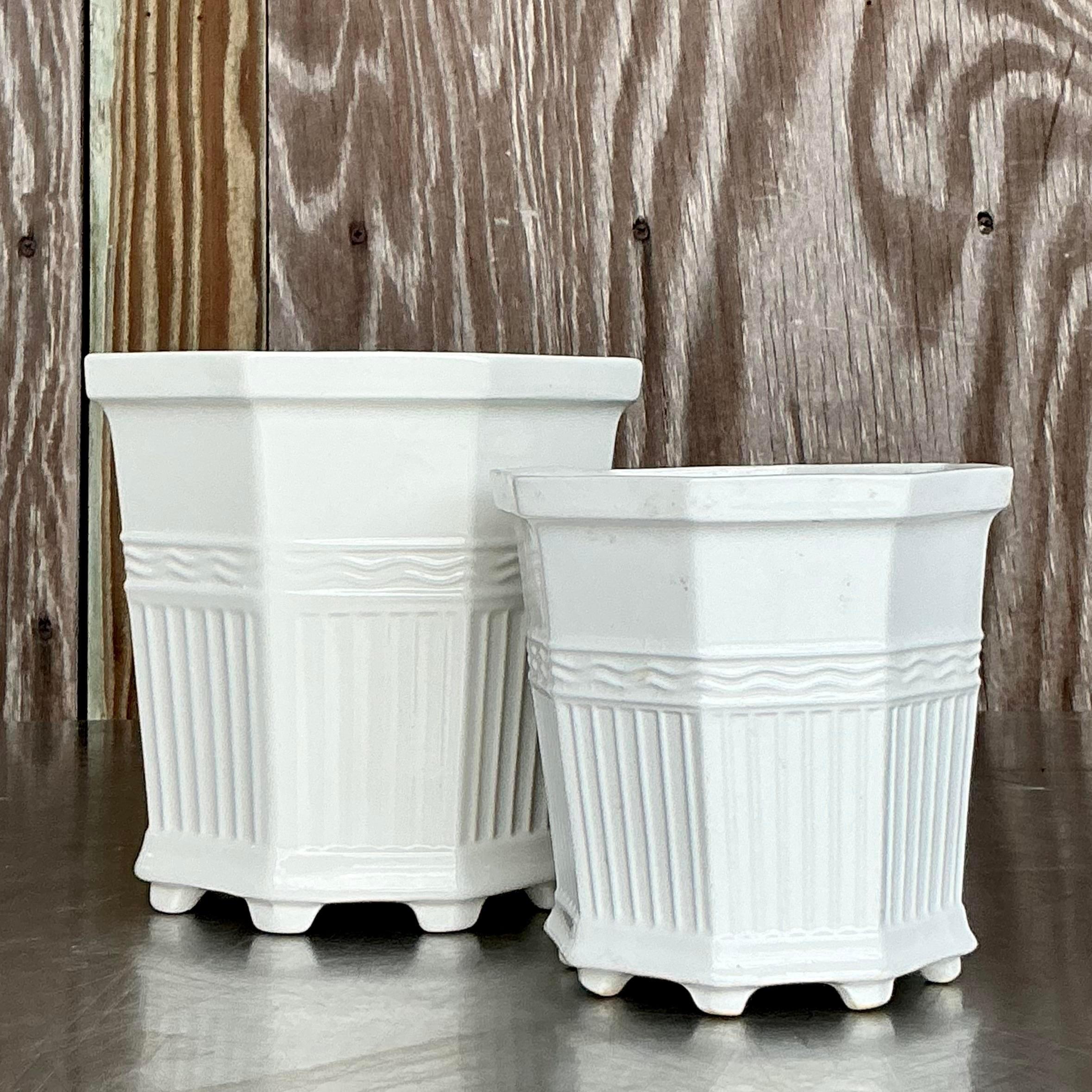 Maceta de cerámica esmaltada Vintage Regency - Lote de 2 Regencia en venta
