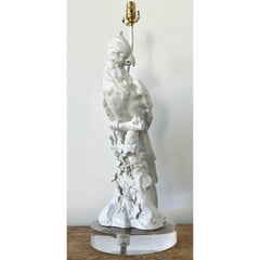 Vintage Regency Glazed Ceramic Ceramic Cockatoo Lamp