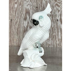 Vintage Regency Glazed Ceramic Cockatoo