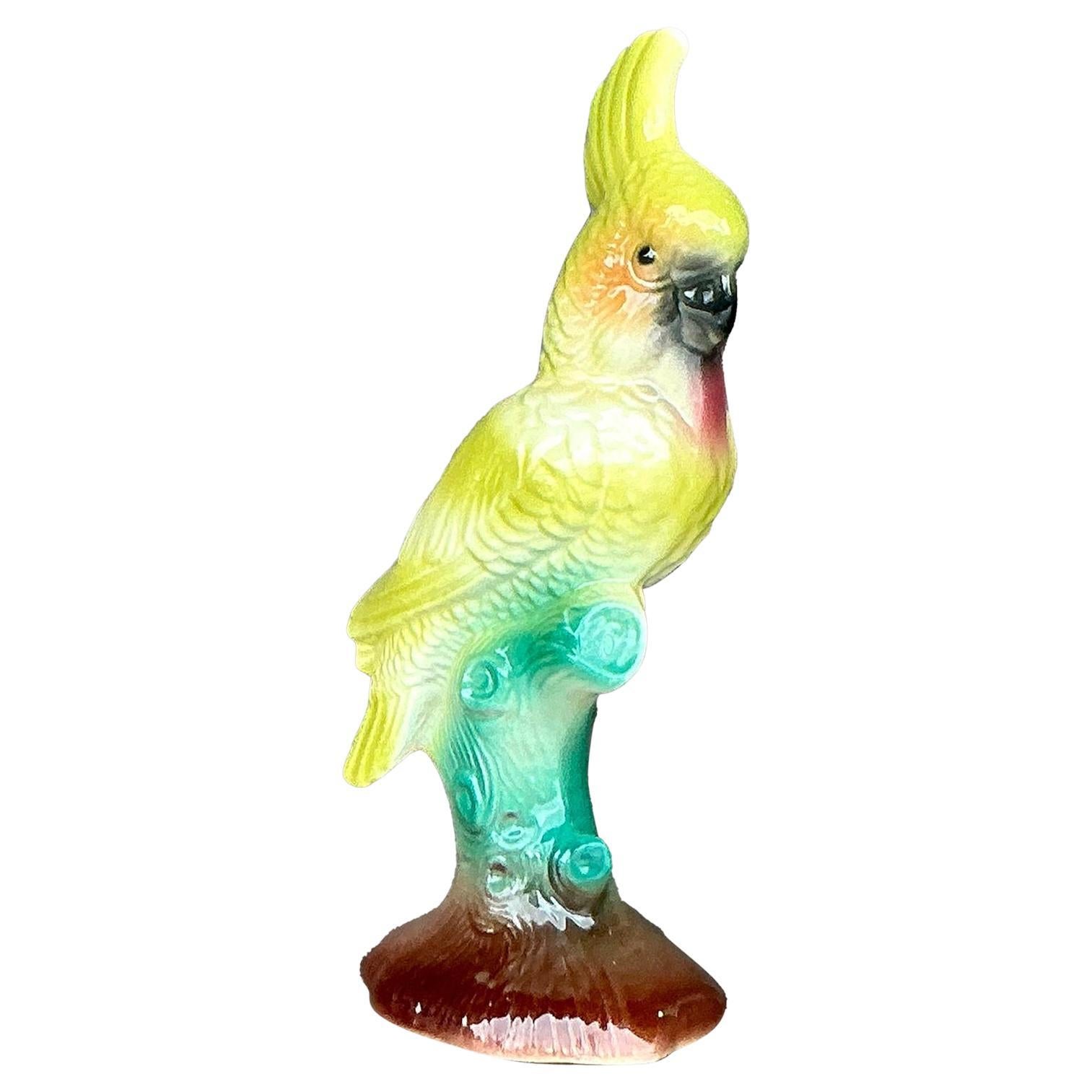 Vintage Regency glasierte Keramik Kakadu
