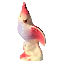 Vintage Regency Glazed Ceramic Cockatoo Vase