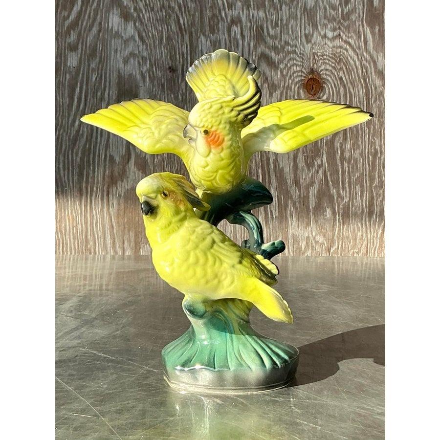 Vintage Regency Glazed Ceramic Cockatoos 2