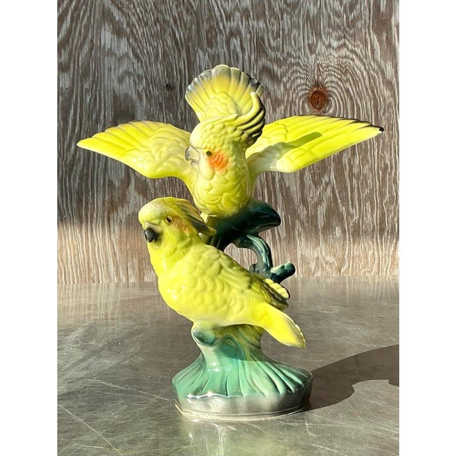 Vintage Regency Glazed Ceramic Cockatoos 3