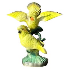 Vintage Regency Glazed Ceramic Cockatoos