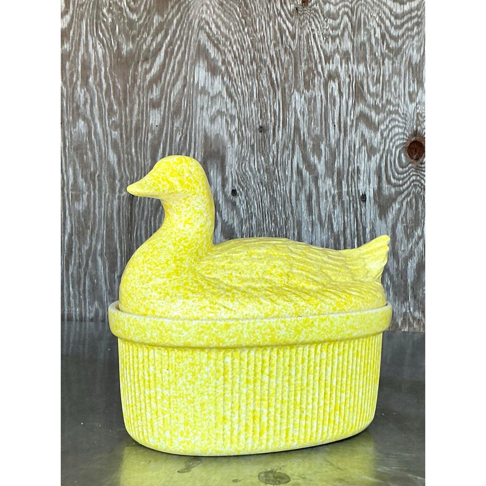 Américain Casserole vintage Regency en céramique émaillée avec canard en vente