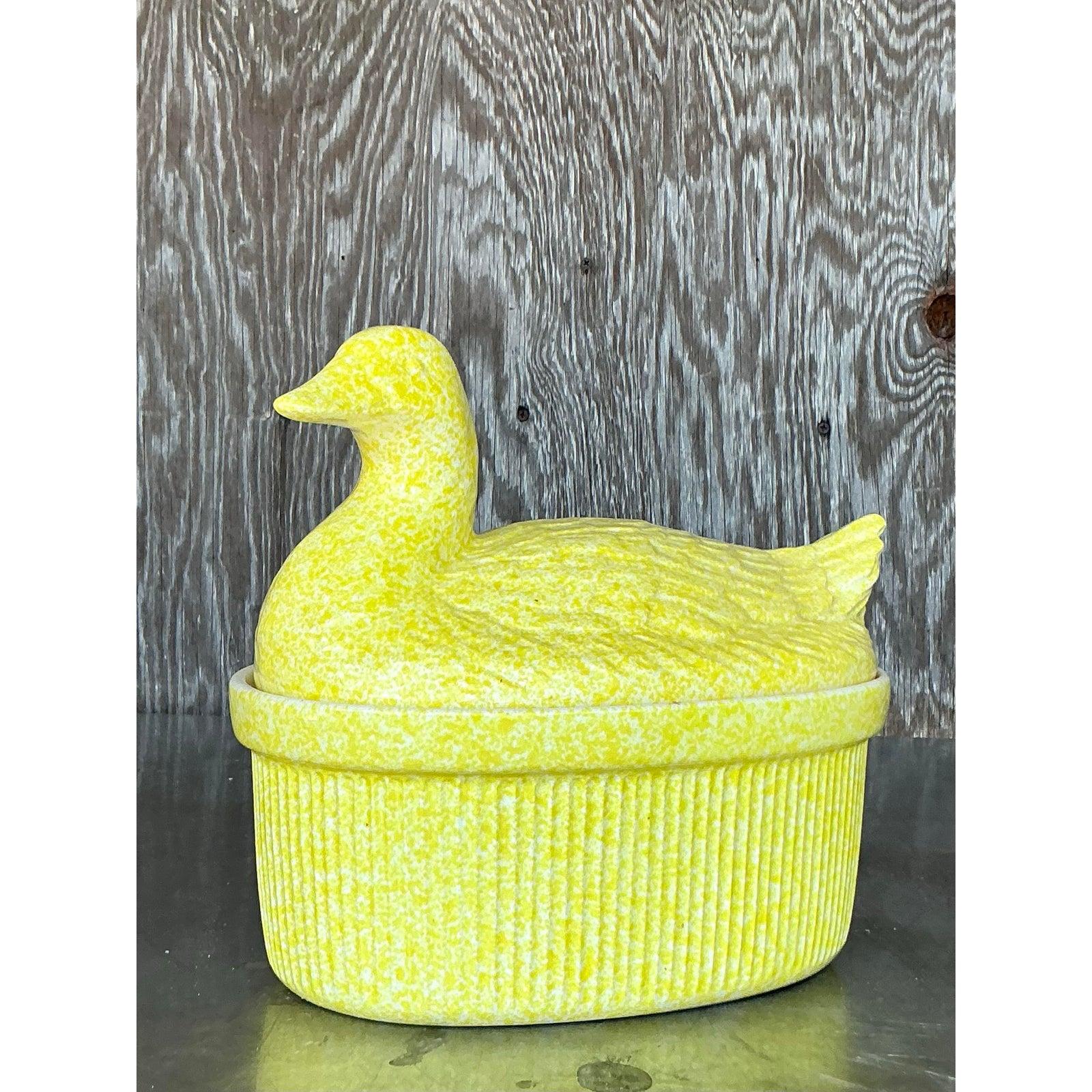Casserole vintage Regency en céramique émaillée avec canard Bon état - En vente à west palm beach, FL
