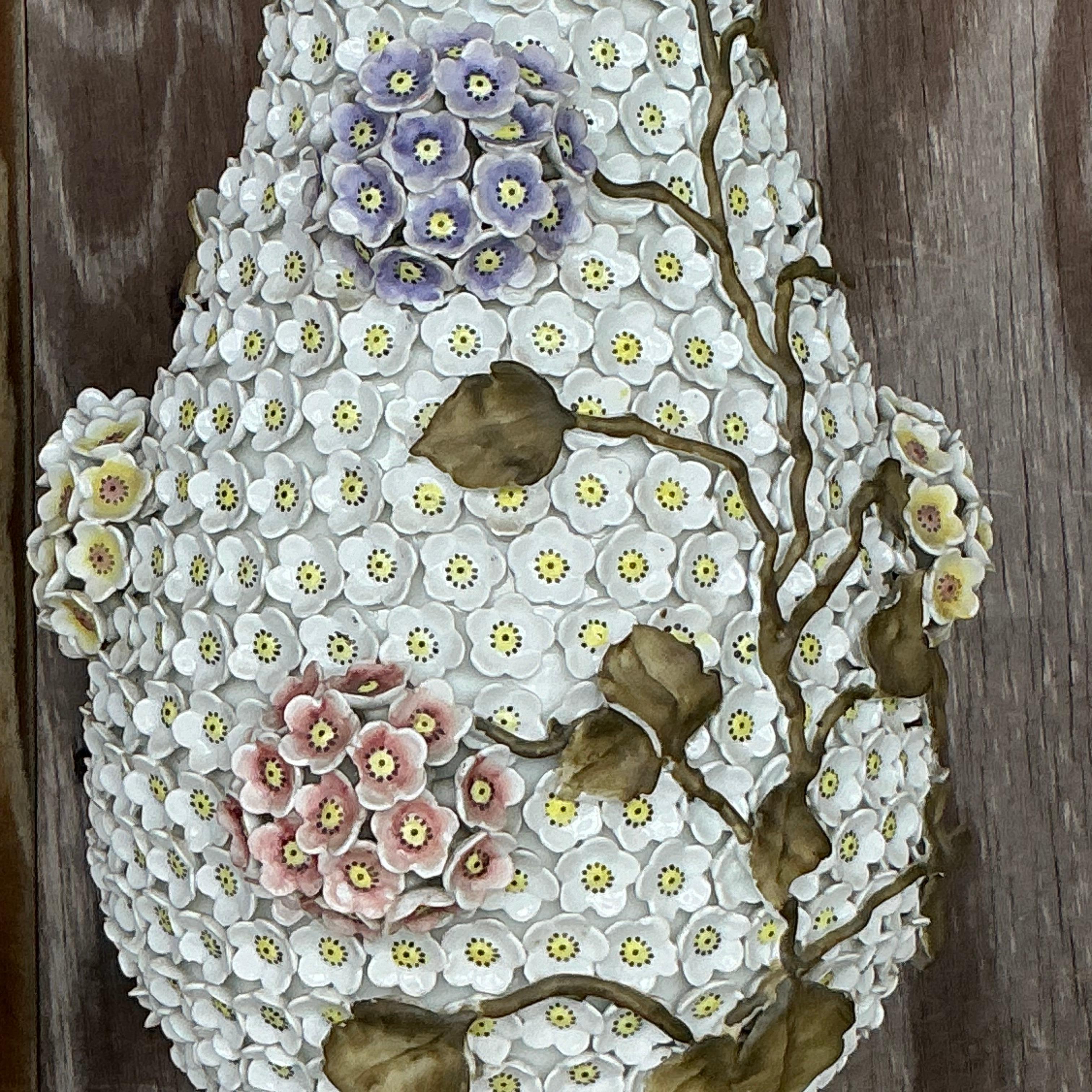 Américain Lampe florale vintage Regency en céramique émaillée d'après Meissen en vente