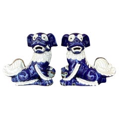 Vintage Regency glasierte Keramik Foo Hunde - ein Paar