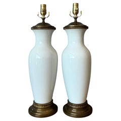Lampade in ceramica smaltata vintage Regency - una coppia