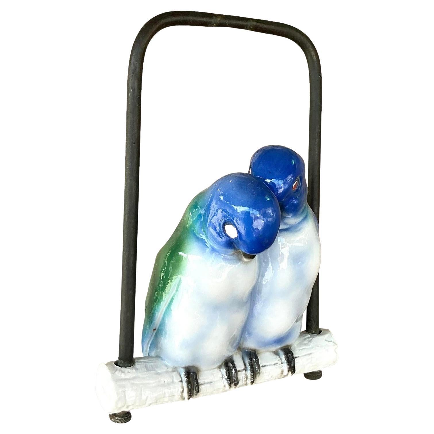 Vintage Regency Glazed Ceramic Lovebirds