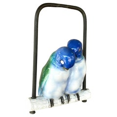 Vintage Regency Glazed Ceramic Lovebirds