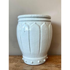 Vintage Regency Glazed Ceramic Low Stool