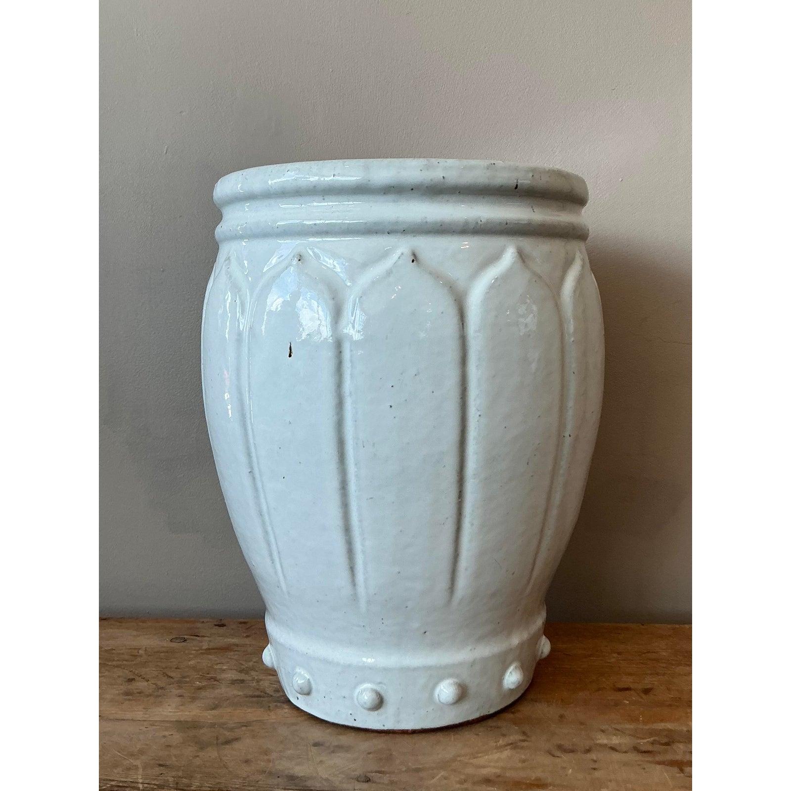 Vintage Regency Glazed Ceramic Low Stool Cerámico en venta