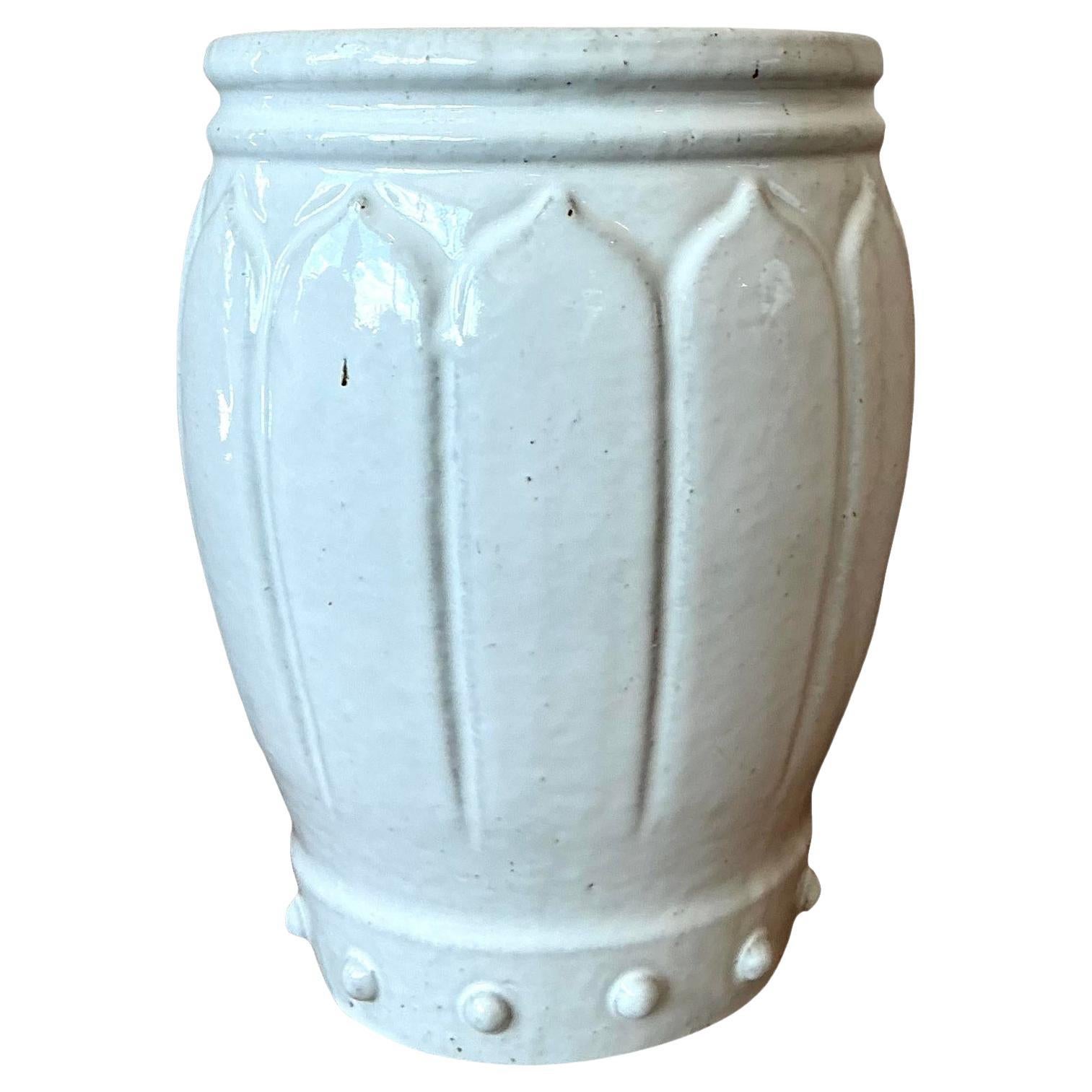 Vintage Regency Glazed Ceramic Low Stool