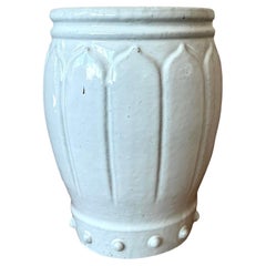 Vintage Regency Glazed Ceramic Low Stool