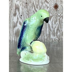Vintage Regency Glazed Ceramic Parrot