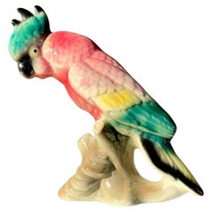 Pappagallo in ceramica smaltata vintage Regency