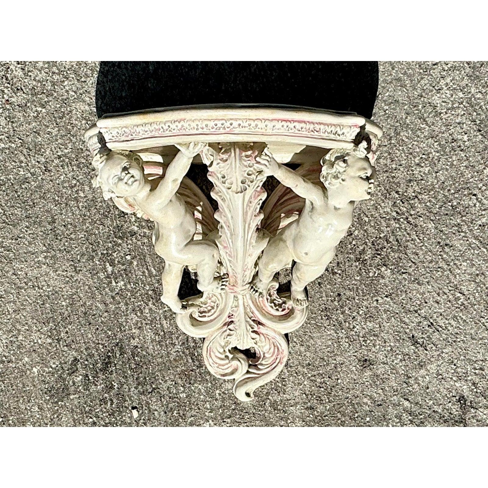 20ième siècle Bracelet chérubin vintage Regency en céramique émaillée en vente